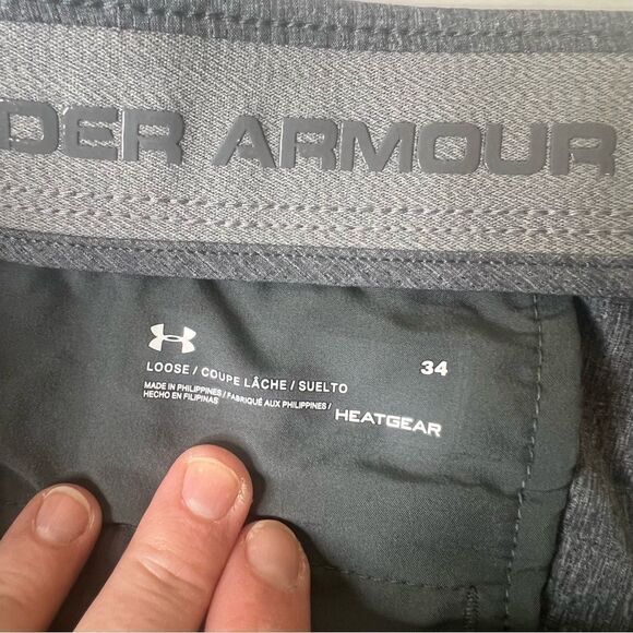 Under Armour Heat Gear Men's Shorts 34 loose fit Heathered Gray Performance Golf - Picture 13 of 13